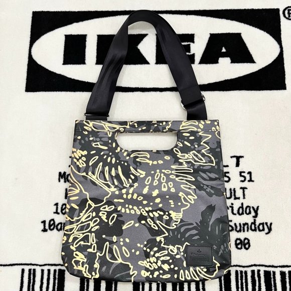 RARE Vivienne Westwood Abstract Floral Print Slim Foldable Leather Messenger Bag - Picture 1 of 12